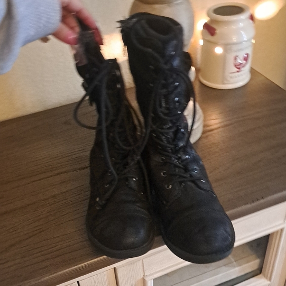 Black Roxy Lace-Up Boots - Picture 2 of 6